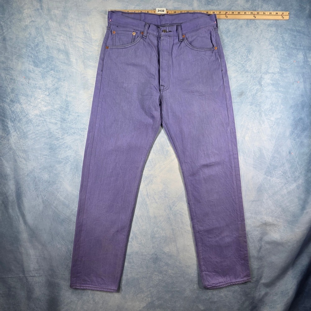 Levis 501XX Original Fit Purple Denim Jeans Mens 34x34 Button Fly Straight Leg